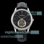 RMS Swiss Copy Jaeger-LeCoultre Master Ultra-Thin Tourbillon Black Face Diamond Watch 